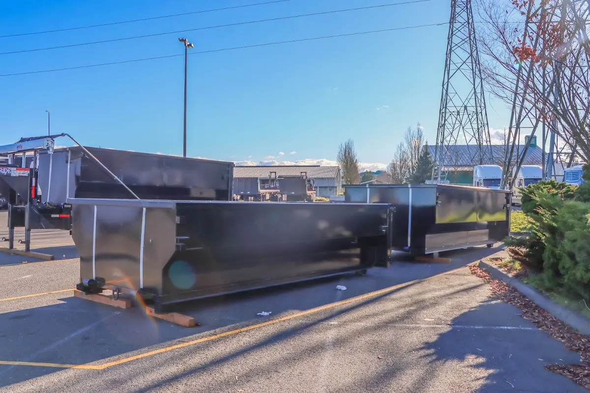 Roll-off dumpster ready for waste disposal at job site for 6 Yard Dumpster Rental in Holmdel